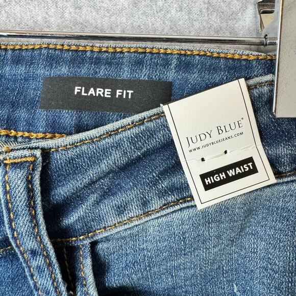 NWT Judy Blue Jeans Flare High Rise Women’s Size 9 Boho Hippie Stretch Dark Wash - Picture 3 of 14